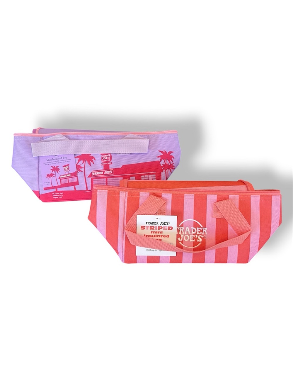 Trader Joe’s Mini Insulated Cooler Bags — Striped Pink & Pink/Purple (2 Total - Picture 2 of 14